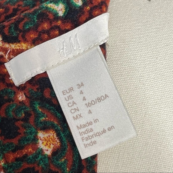 H&M Long Sleeve Boho Festival Multi Keyhole Back Mini Dress- Size 4 - Picture 9 of 10